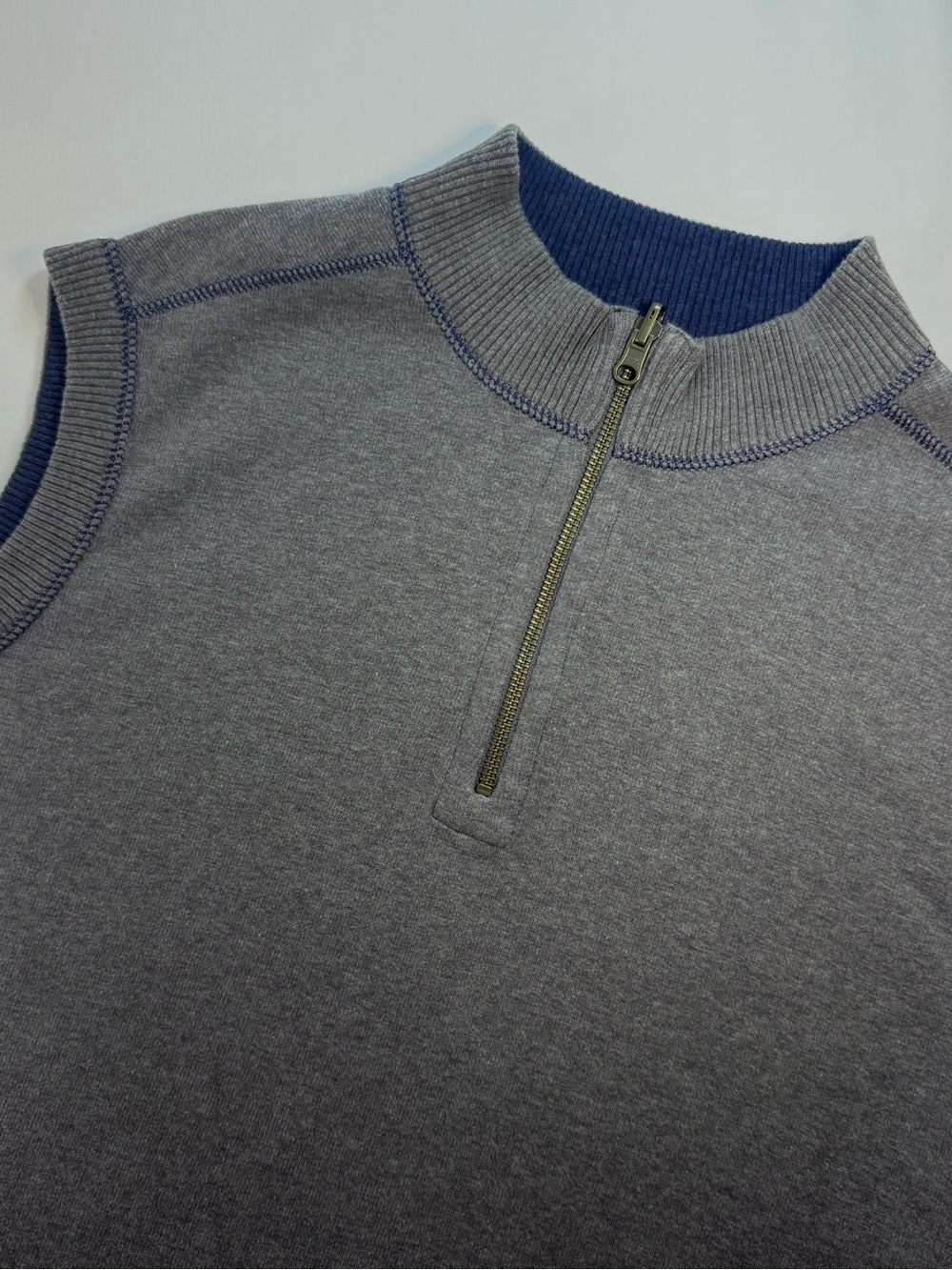 Horn Legend Men's L 1/4 Zip Sleeveless Reversible Sweater Vest Gray & Navy